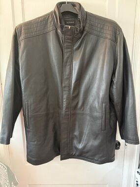 Rare 4XL Vintage Britches Black Leather Car Coat Big & Tall Never worn!